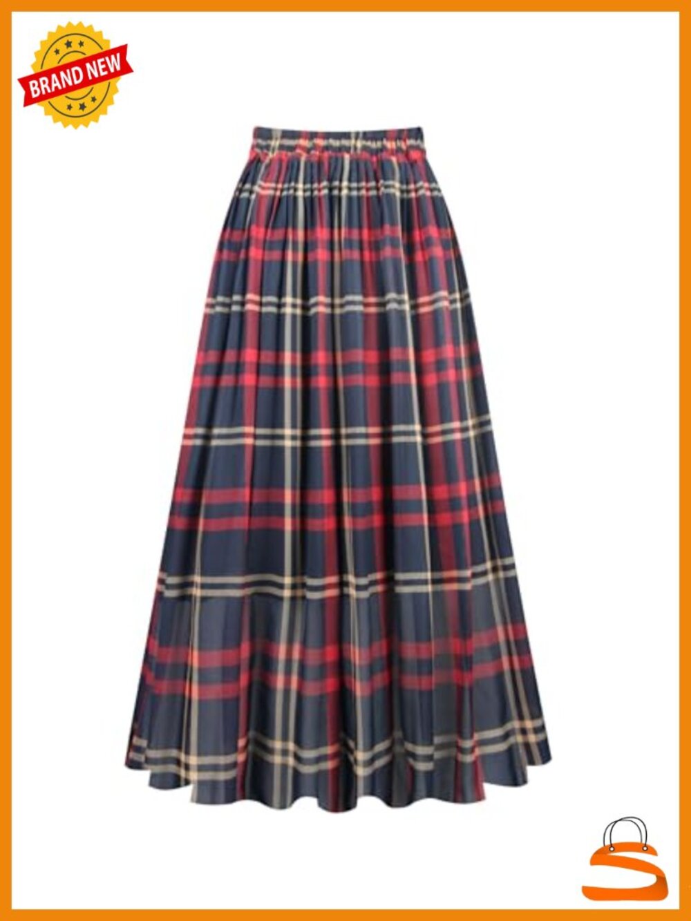 Chiffon Pleated A-Line Midi Skirt Elastic Waist